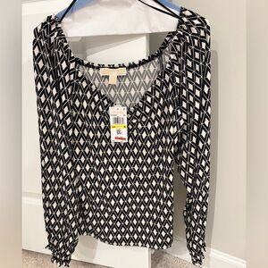 Michael Kors - Black and White Geometric Blouse.